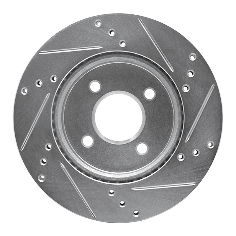 Nissan Versa Brake Rotor (1) - Front Left - R1 Concepts - Drilled & Slotted - Silver - `11-`25